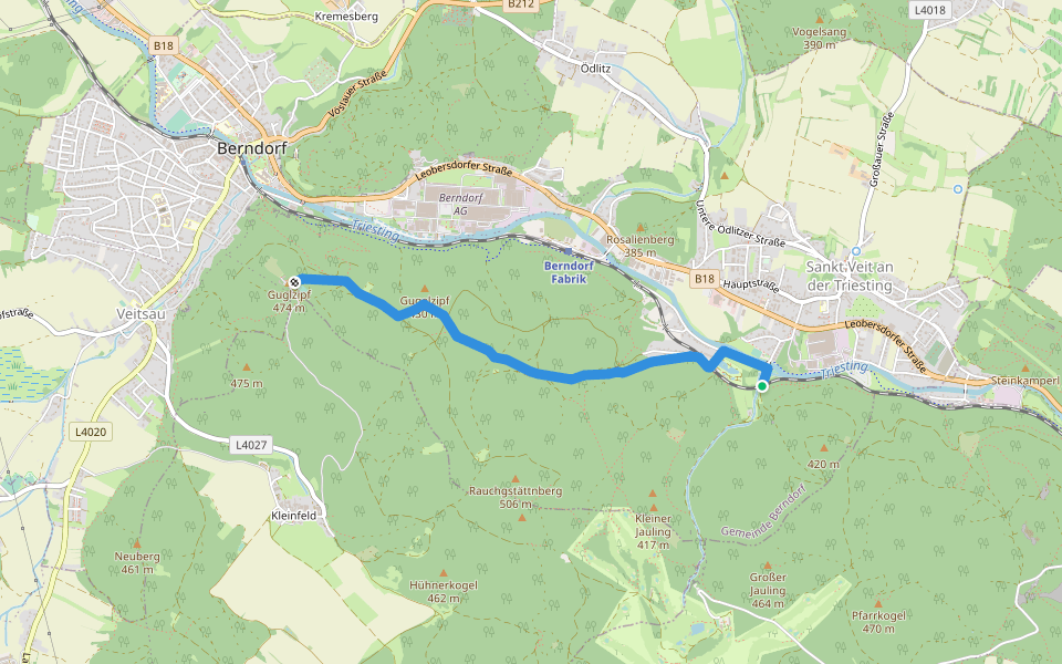 Sankt Veit - Guglzipf walking route map in Berndorf