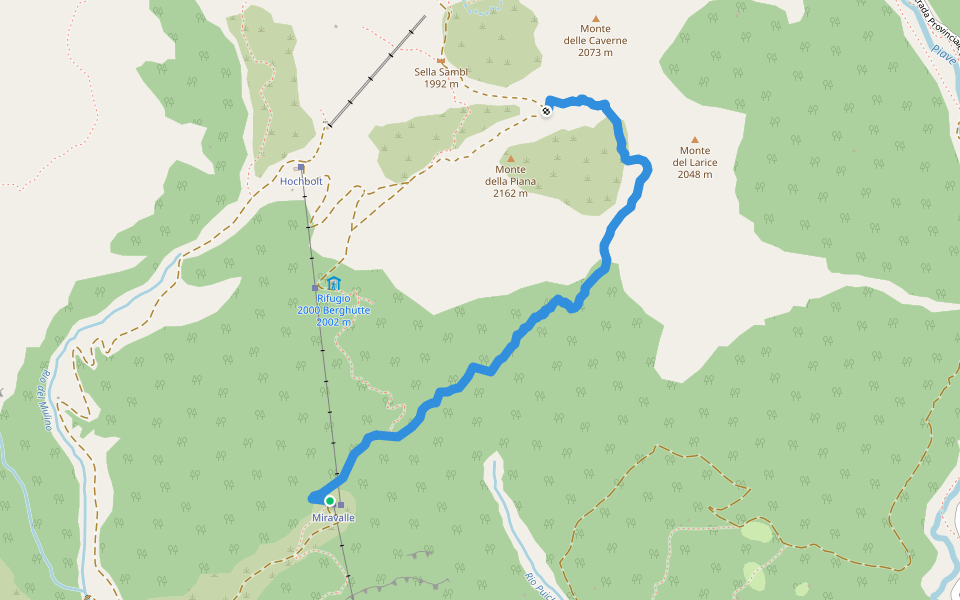 Santiero Naturale M. della Pianta walking route map in Sappada