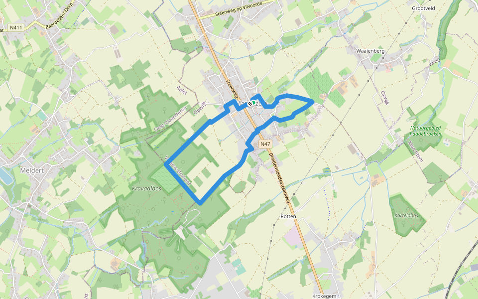 Kersenwandeling walking route map in Opwijk