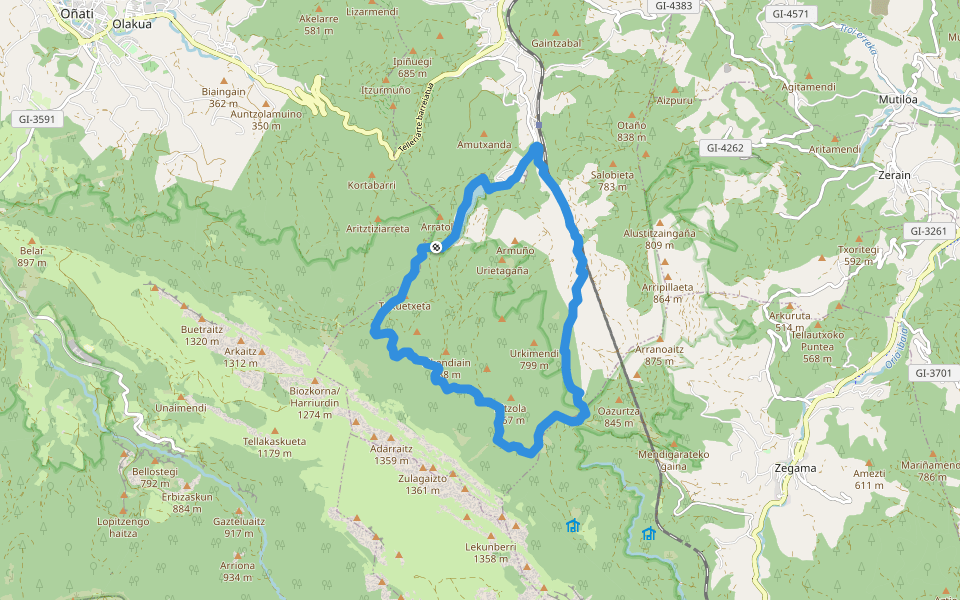 PR-GI 3007 Aizkorbeko urak jarraituz walking route map in Legazpi