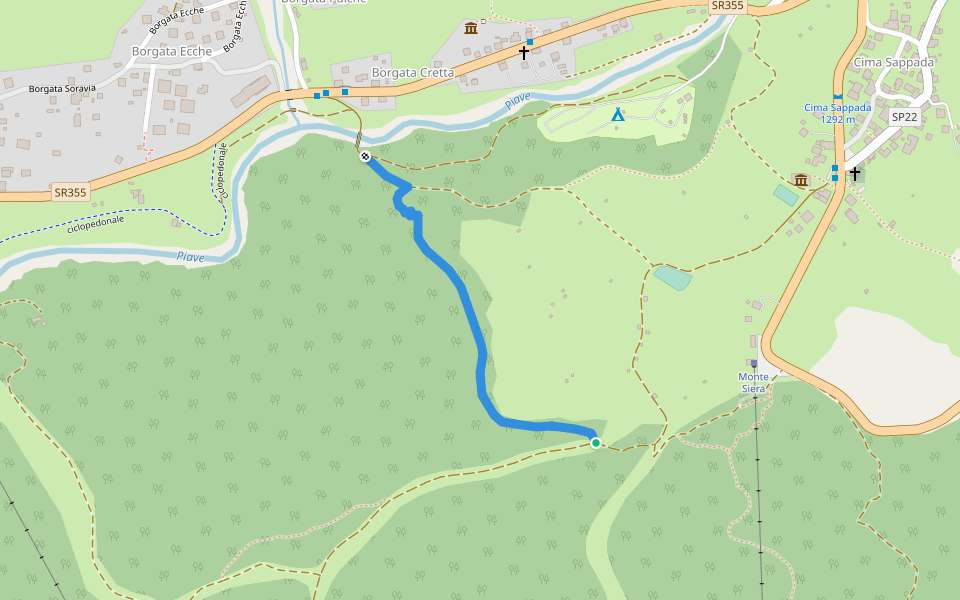 Sentiero Naturalistico Cretta walking route map in Sappada