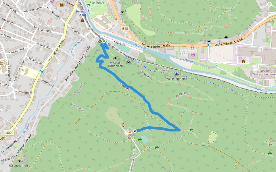 Mühlsteig - Guglzipf walking route map in Berndorf