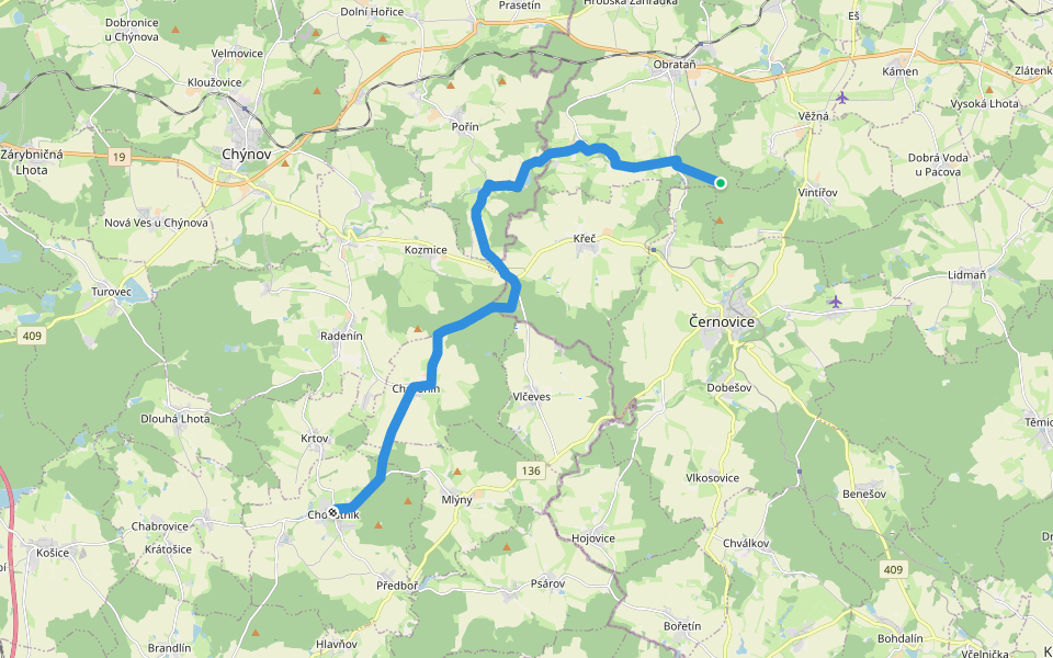 [Ž] Choustník - Pod Svídníkem walking route map in Obrataň