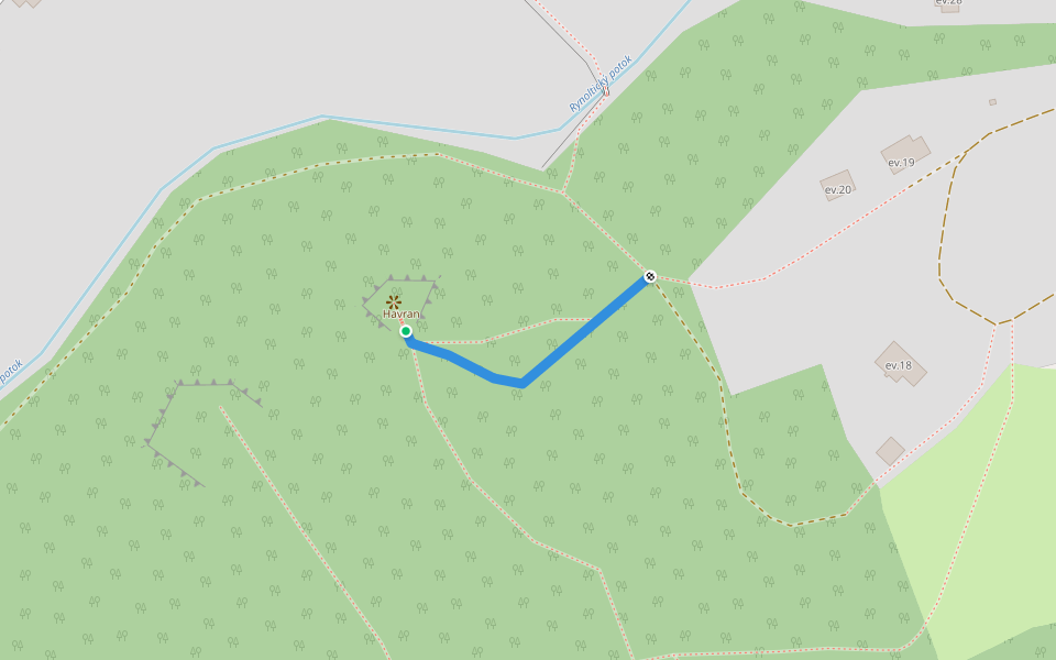 [M] vyhlídka Havran walking route map in Rynoltice