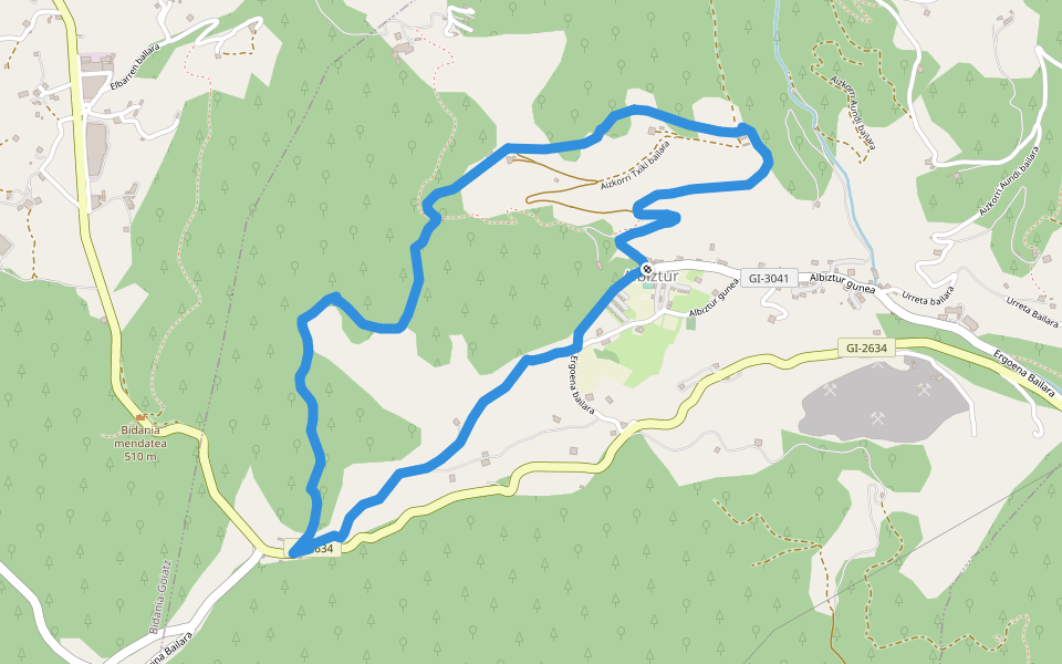 SL-GI 13 Galtzadatik barrena walking route map in Albiztur
