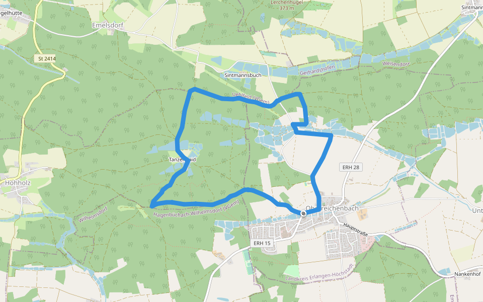 Bettelhütlein Runde walking route map in Oberreichenbach