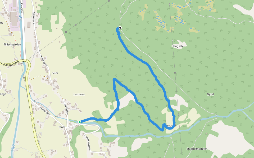Tenål-Varpet walking route map in Seim