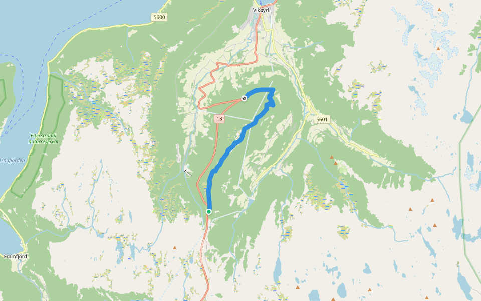 Ovriseggi walking route map in Hyllestad