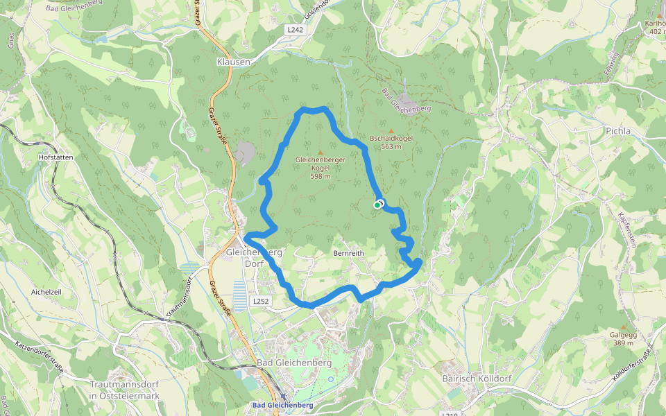 Vulkankegel & Mühlsteinbruch walking route map in Bad Gleichenberg