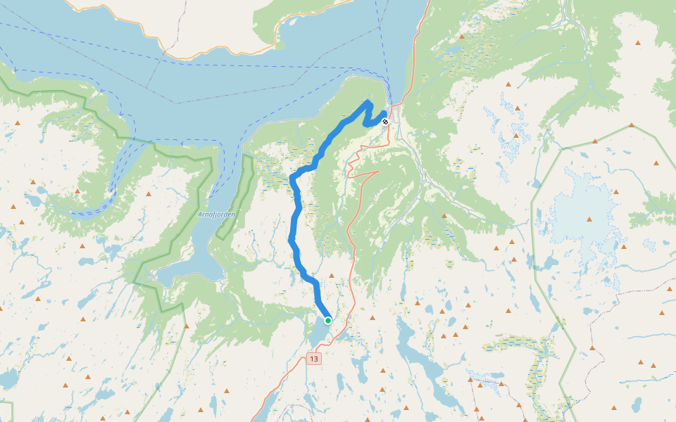 Målsete-Bøeggi-Vik aktivitetspark walking route map in Nese