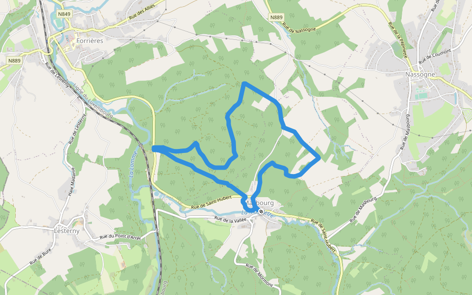 13. Promenade de Nauchène walking route map in Nassogne