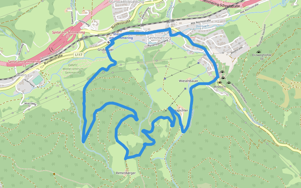 Steinhaus - Rettenberg Rundwanderweg walking route map in Steinhaus am Semmering