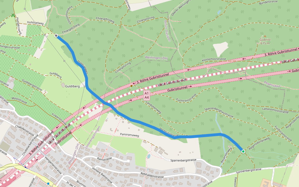 Part of Schlieren-Unterengstringen-Altberg walking route map in Unterengstringen