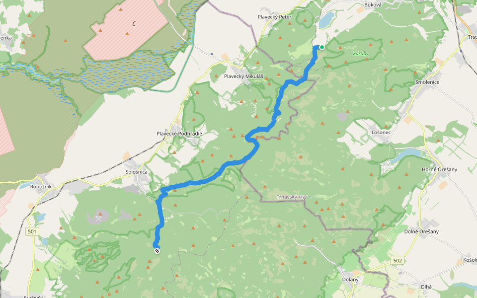 Štefánikova magistrála walking route map in Plavecký Peter