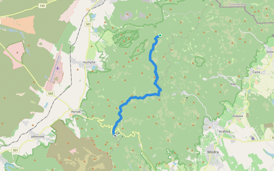 Štefánikova magistrála walking route map in Častá