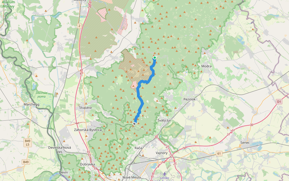 Štefánikova magistrála walking route map in Pezinok