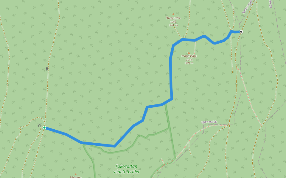 P+ (Csinder-völgy – Pajta-völgy – Szék-tető) walking route map in Gyenesdiás