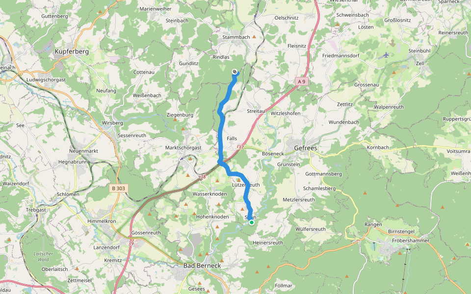 Weißenstein - Stein walking route map in Gefrees