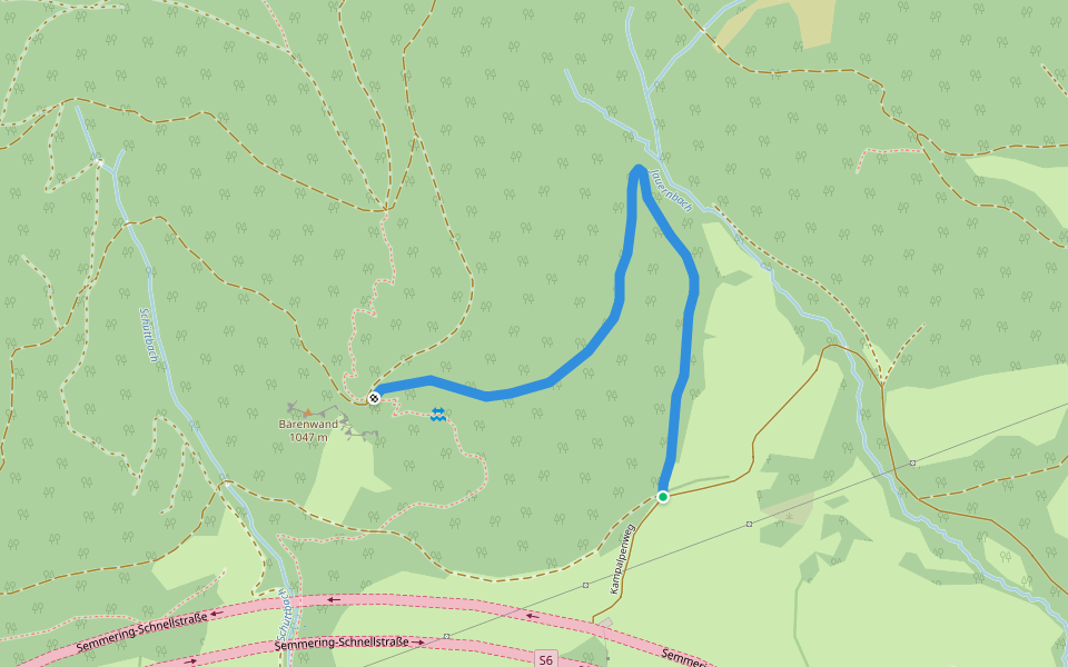 Bärenwand Rundwanderweg Abkürzung walking route map in Spital am Semmering