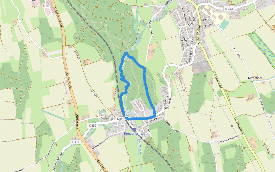Kinderweg walking route map in Merenschwand