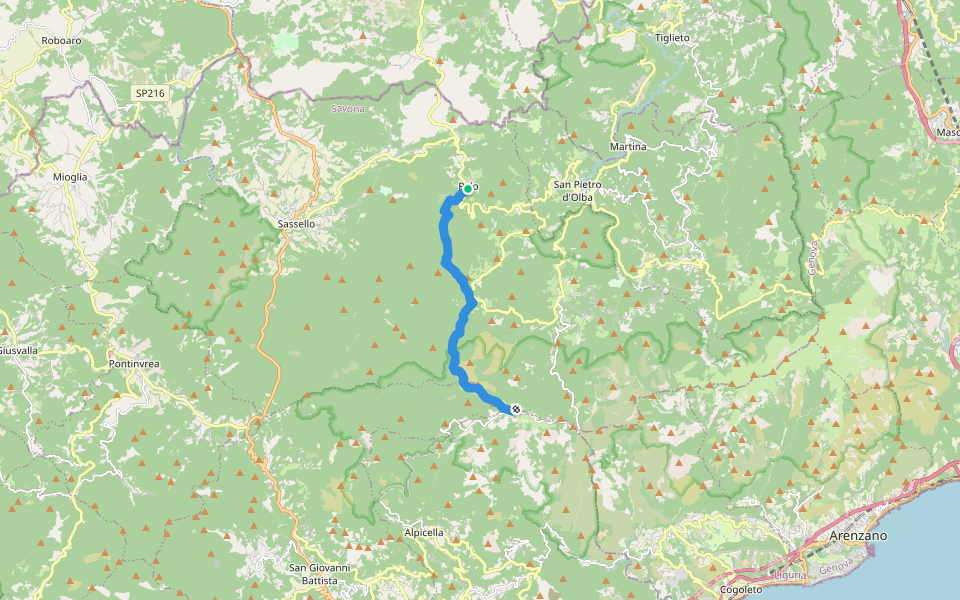 Palo-Veirera-Monte Beigua walking route map in Palo-pataré