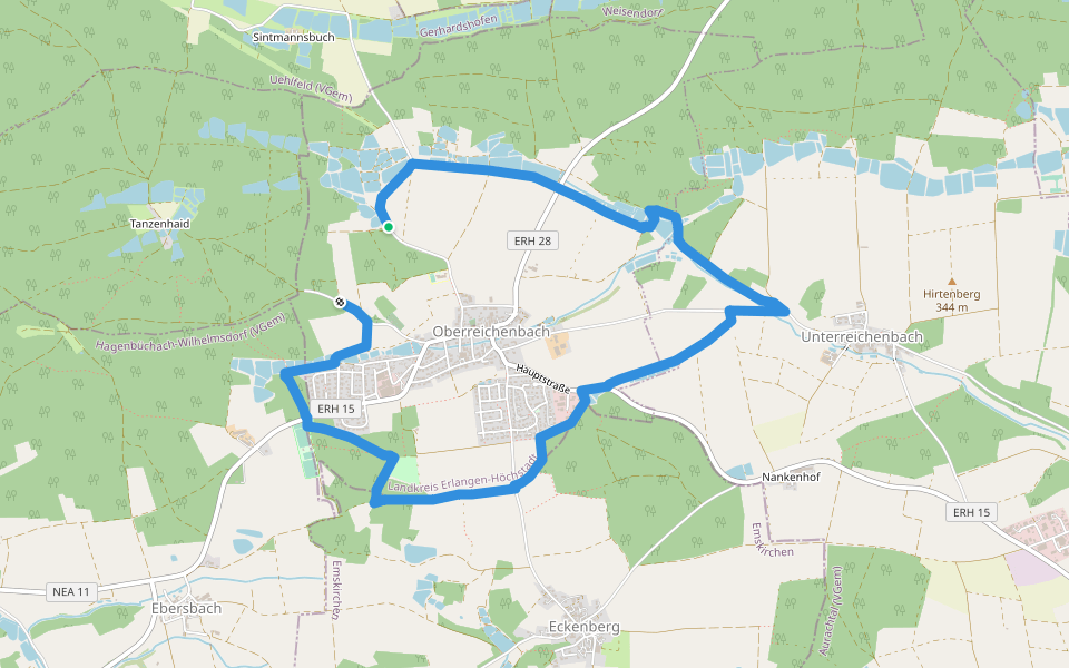 Hirtengrund Runde walking route map in Oberreichenbach