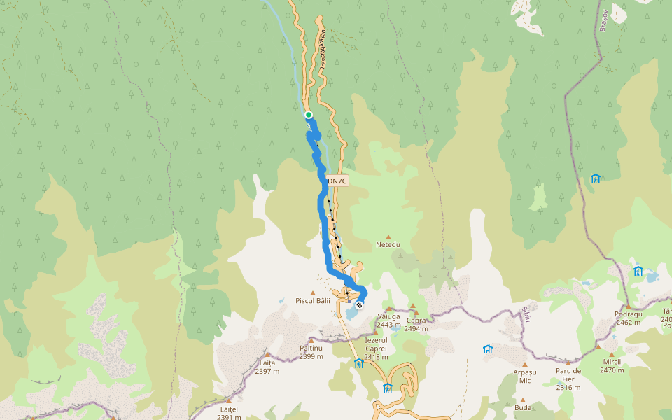 Cabana Bâlea Cascadă - V. Bâlea - L. Bâlea walking route map in Cârțișoara