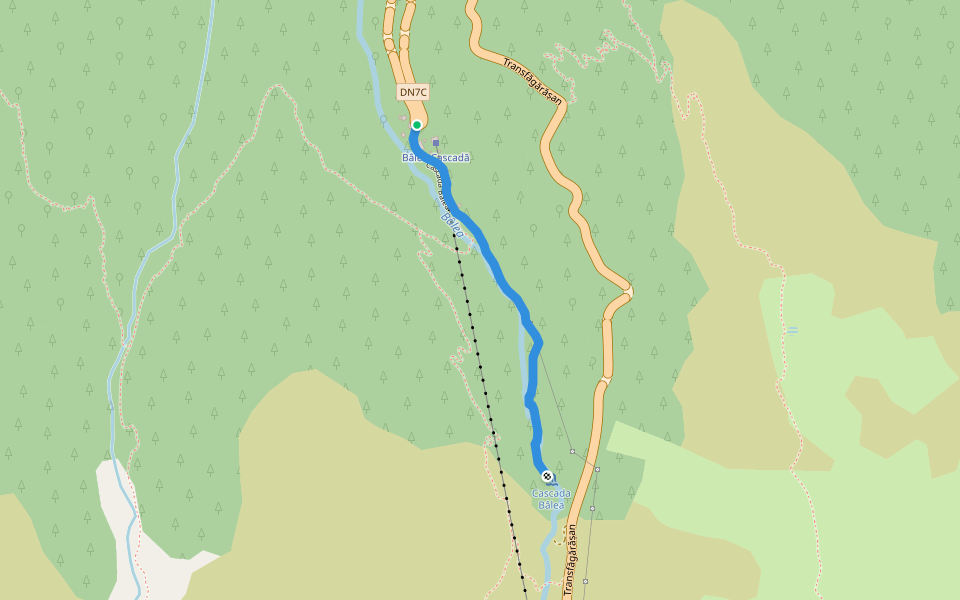 Cabana Bâlea Cascadă - Cascada Bâlea walking route map in Cârțișoara