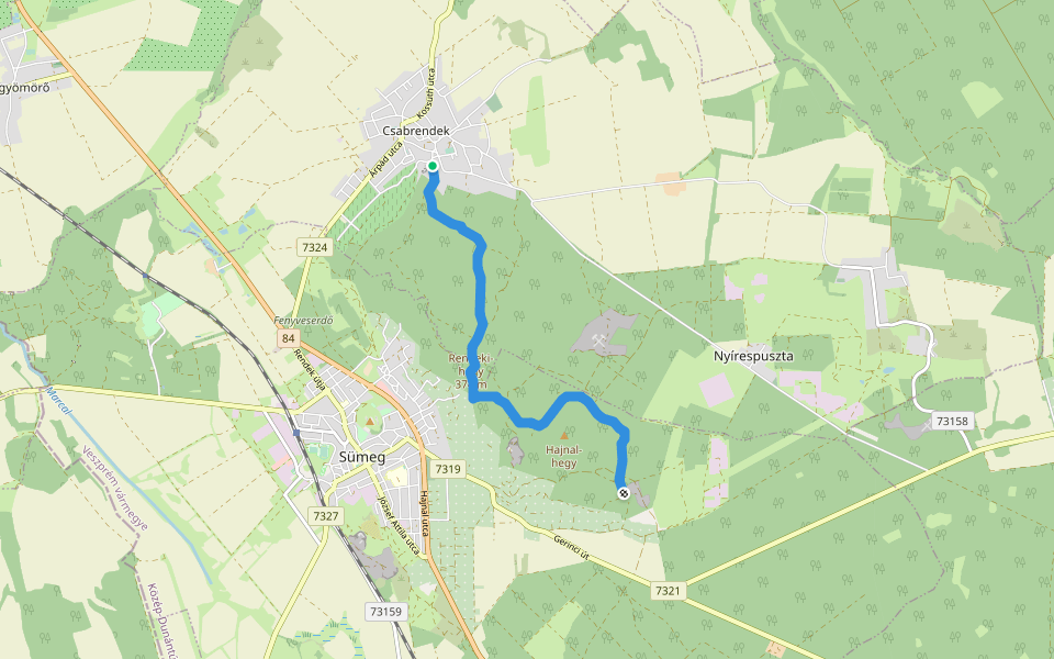 P+ walking route map in Csabrendek