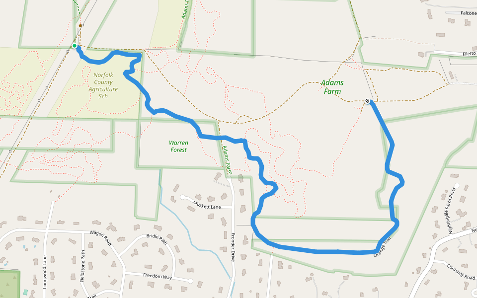 Orange Trail walking route map in Walpole