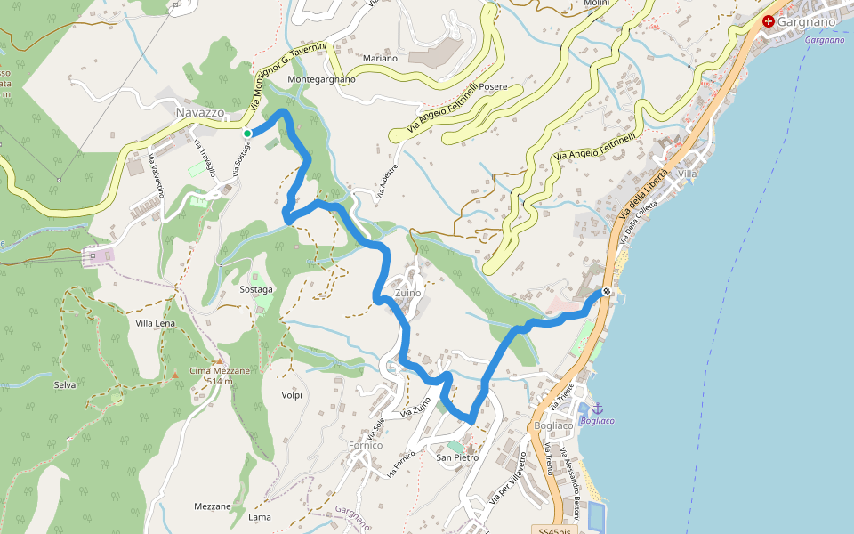 Ex caserma Bogliaco (Gargnano) - Navazzo (Gargnano) walking route map in Navazzo