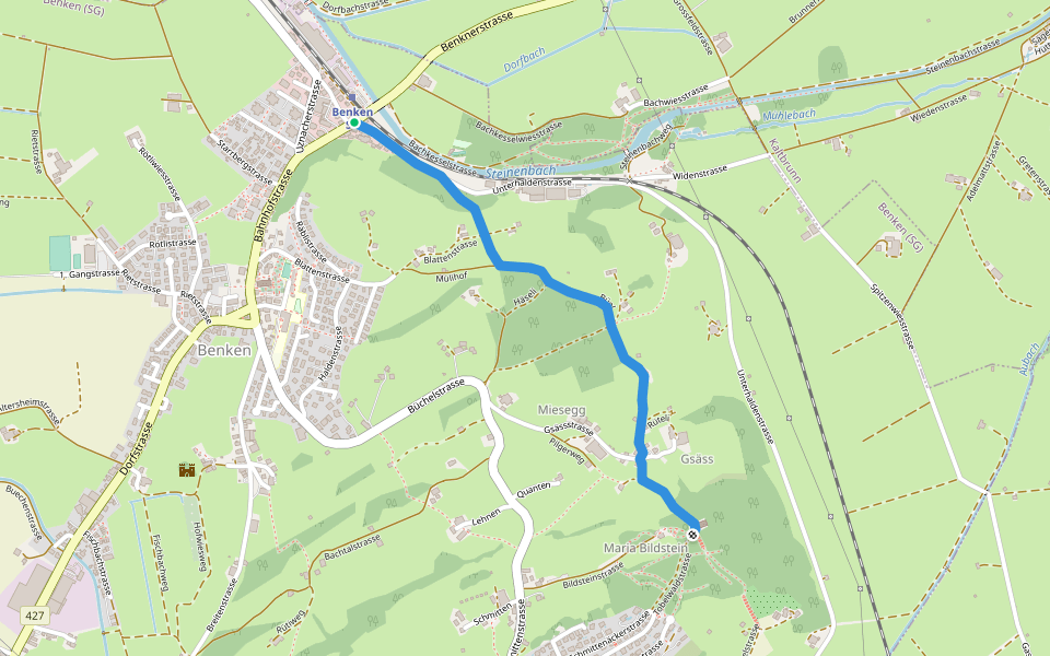 Wanderweg Maria Bildstein walking route map in Benken