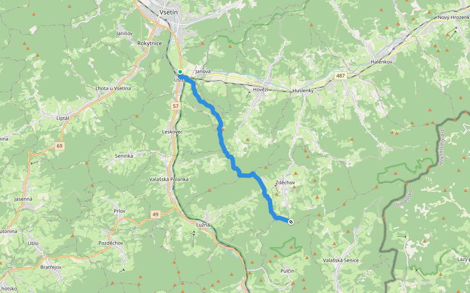 [Z] Ústí u Vsetína - Radošov sedlo walking route map in Ústí (Vsetín