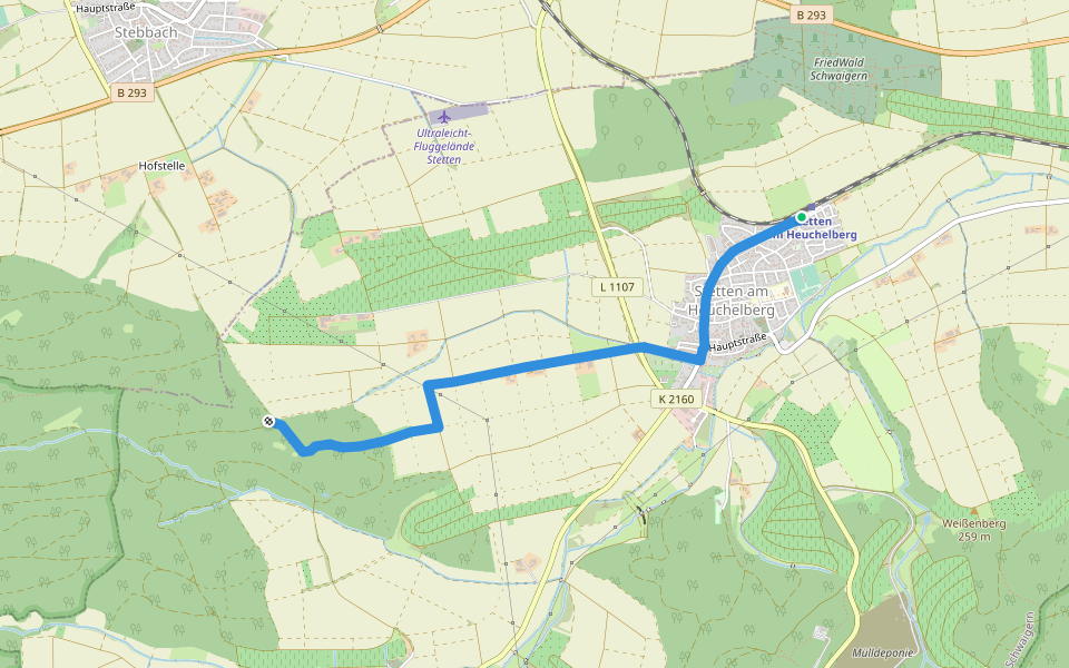 Blauer Punkt, Stetten - Eppingen walking route map in Schwaigern
