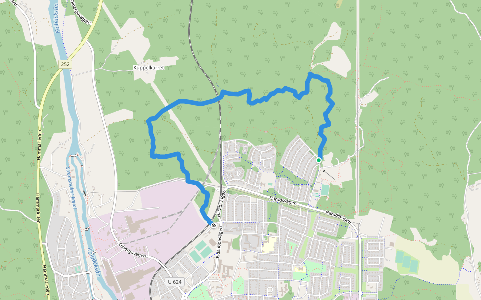 Vandringsled Duvhällarna walking route map in Hallstahammar