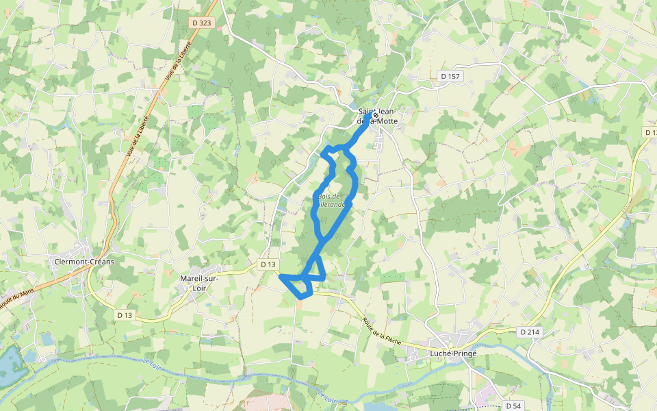 Sentier du Château de Gallerande walking route map in Saint-Jean-de-la-Motte