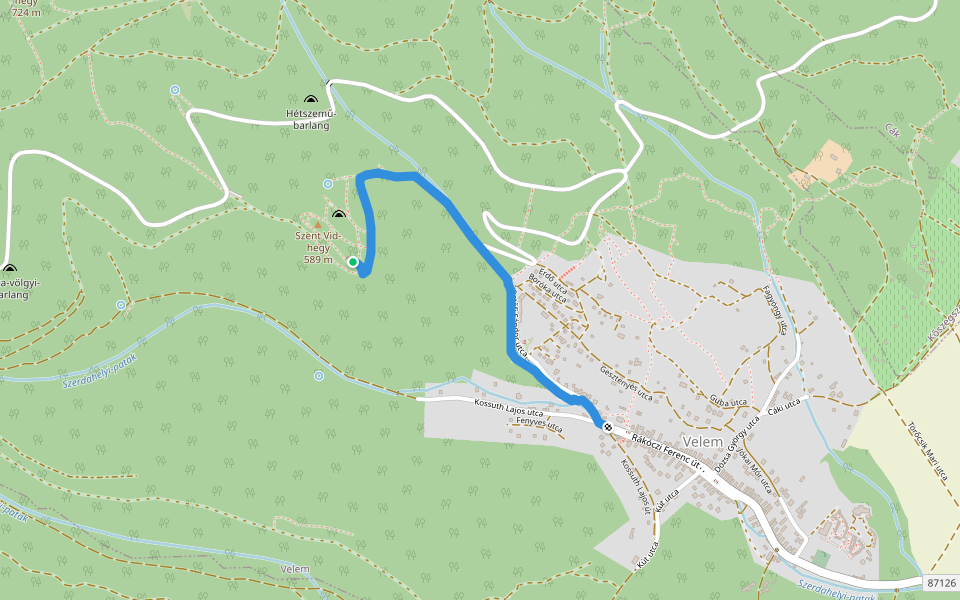 K+ (Szent Vid-kápolna) walking route map in Velem