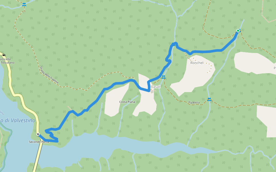 Secondo ponte Valvestino - Ronchel (Gargnano) walking route map in Mignone