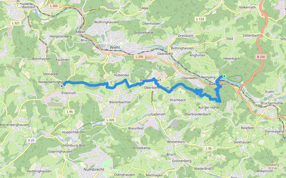 [X22] Kurkölner Weg [Nümbrecht] walking route map in Reichshof