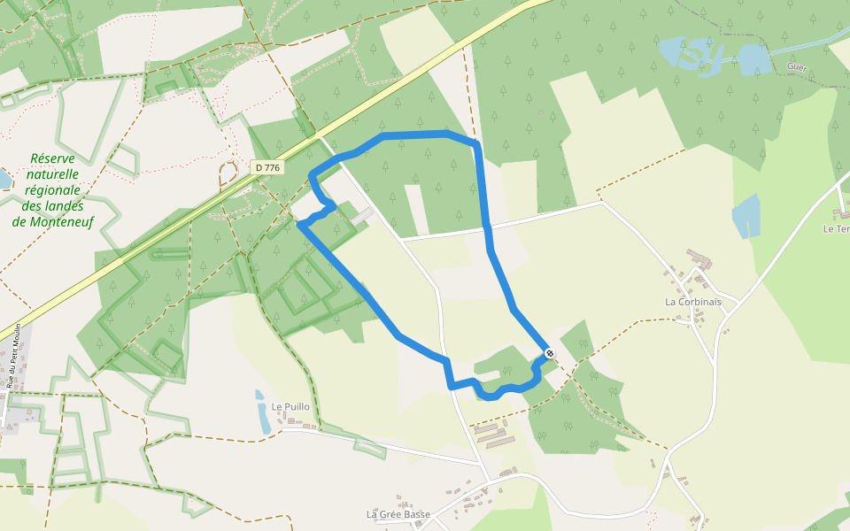 Boucle des Bordoués walking route map in Monteneuf