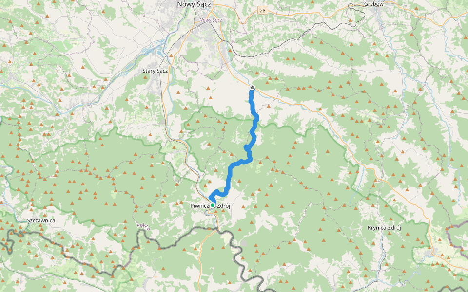 Piwniczna-Zdrój - Frycowa walking route map in Piwniczna-Zdrój