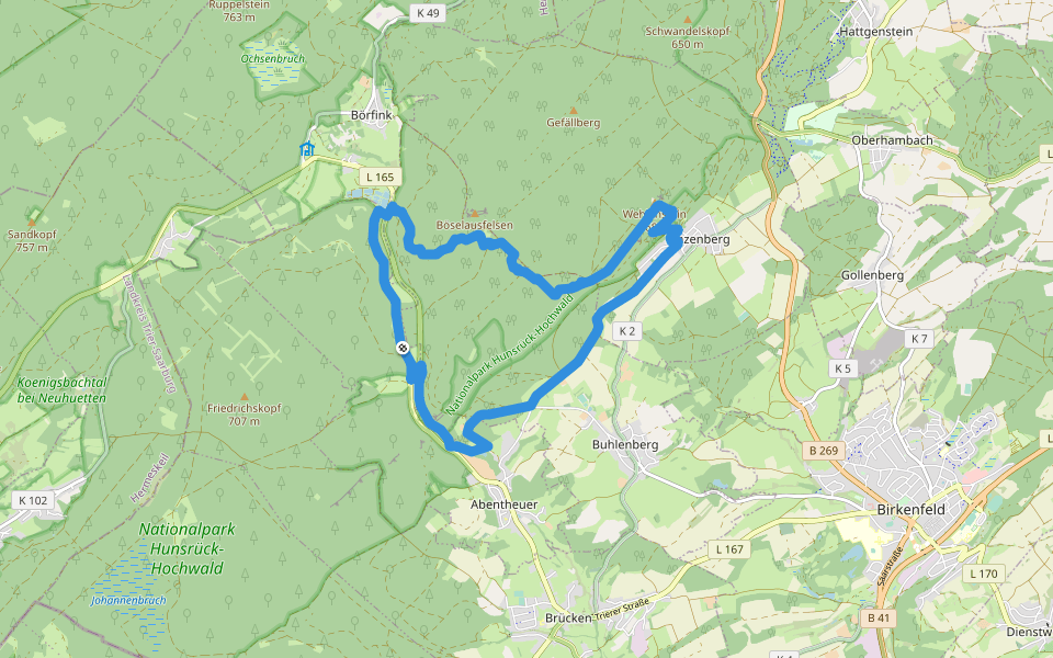 Saar-Hunsrück-Traumschleife: Trauntal-Höhenweg walking route map in Abentheuer