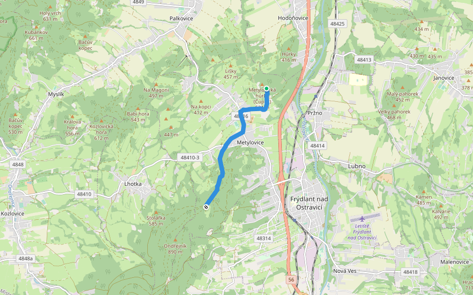 [Ž] Metylovická hůrka - Kubalánky walking route map in Metylovice