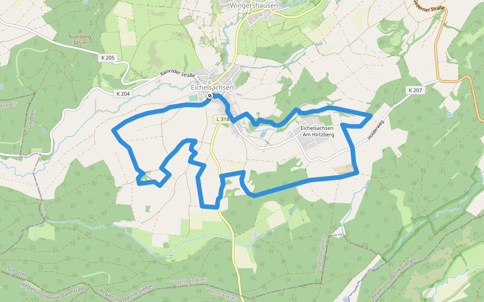 Eichelsachsen - Spur der Natur (Hauptweg) walking route map in Schotten