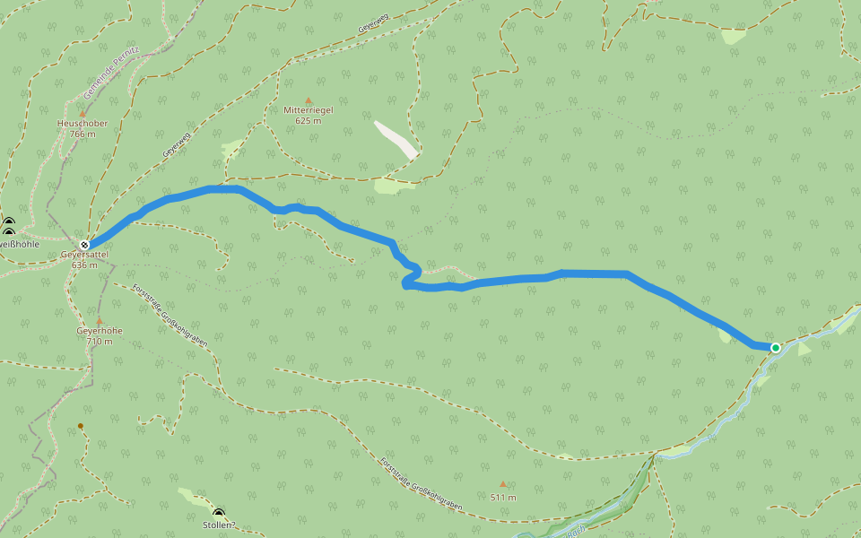Weißes Kreuz - Geyersattel walking route map in Grillenberg