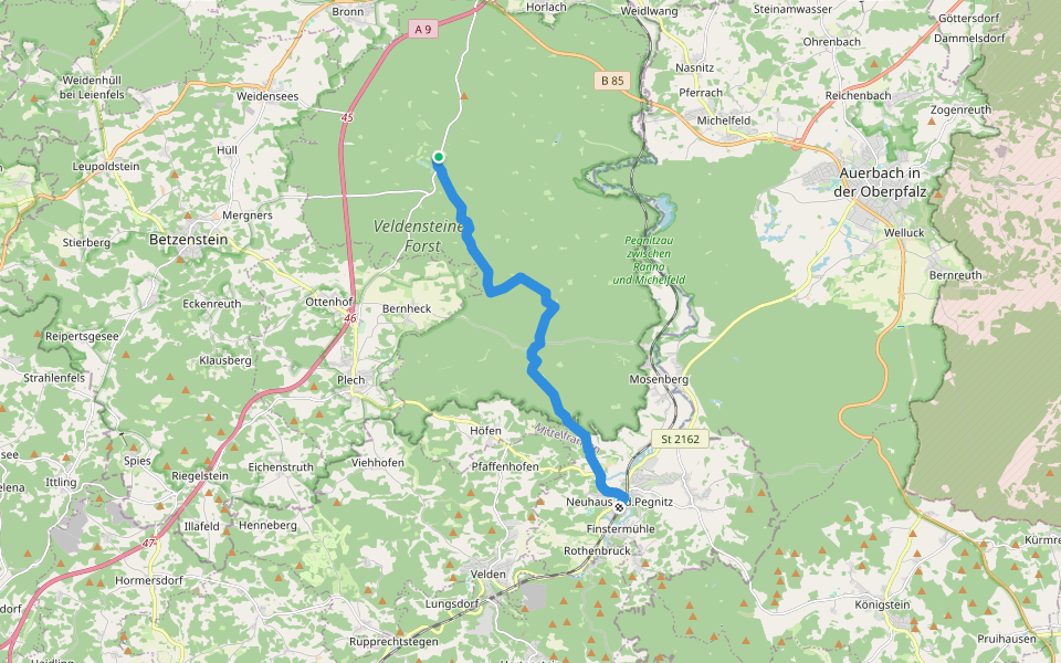 Wallfahrerweg Neuhaus - Hufeisen walking route map in Veldensteiner Forst