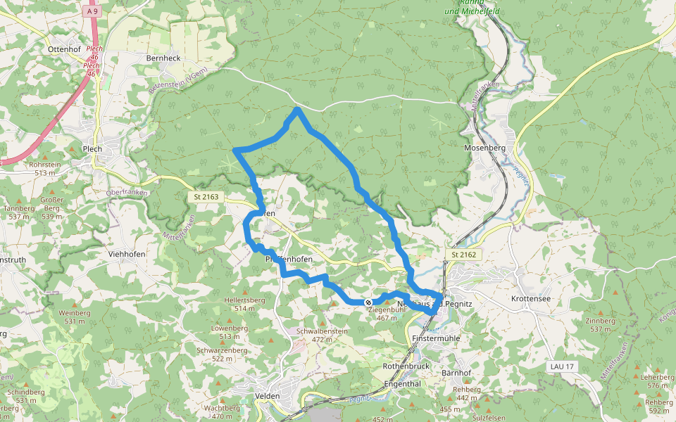 Neuhaus-Rundwanderweg No.8 walking route map in Neuhaus an der Pegnitz