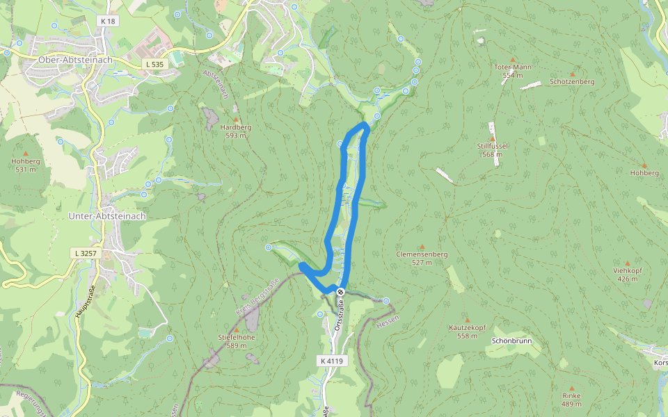 Rundwanderweg Wald-Michelbach Lichtenklingen 2: Eiterbachtal-Weg walking route map in Heiligkreuzsteinach