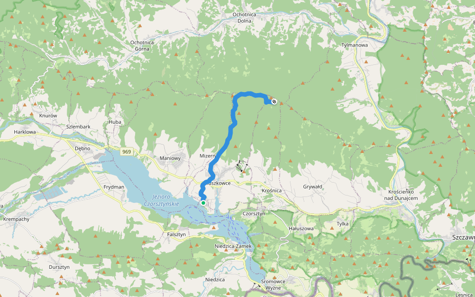 Osada turystyczna Czorsztyn - Lubań walking route map in Czorsztyn