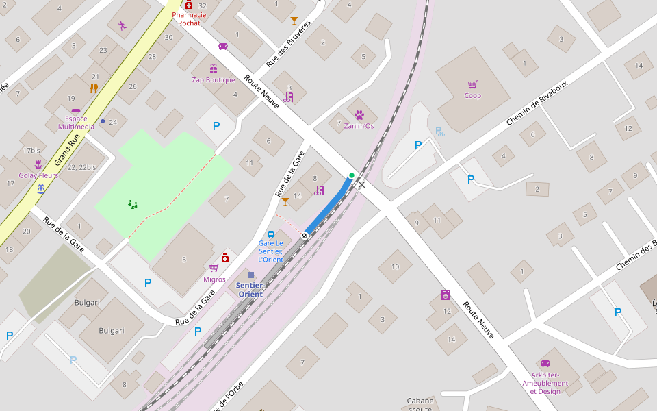 Le Sentier gare - fixme walking route map in Le Chenit